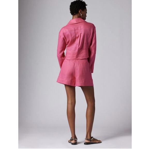 Equipment Sylvette Hot Pink 100% Linen Shorts Size 00 NWT‎ $250 High Rise - Picture 3 of 12